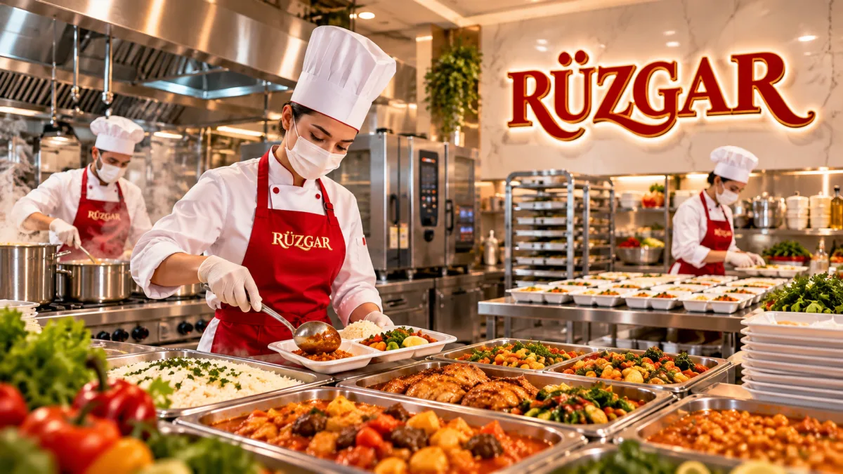 Rüzgar Yemek Fabrikası mutfağı ve ekibi